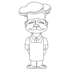 Vector coloring of the chef on a white isolated background.