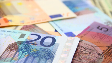 Close up of background from international paper money.