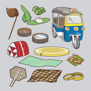 icons set, Thai culture style.