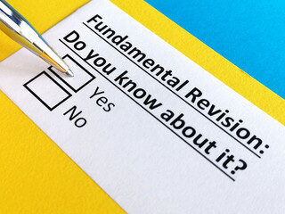 Fototapeta premium One person is answering question about fundamental revision.