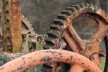 Old, rusty gear, wheel, details.