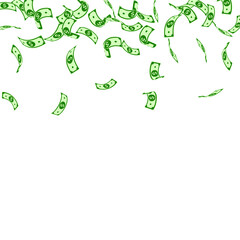 American dollar notes falling. Sparse USD bills on