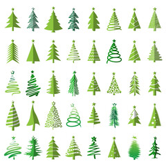 Christmas tree flat icon, logo or symbol set for new year card and design
