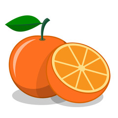 flat orange fruit icon on white background