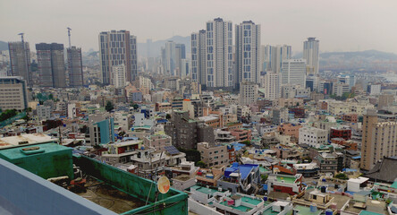 Fototapeta na wymiar busan korea slum city view skyscrapers