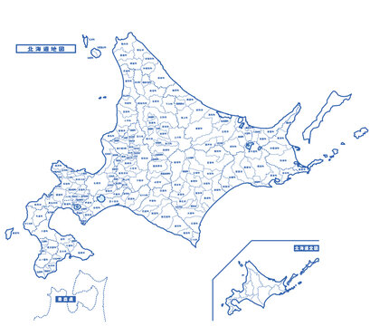 北海道地図 シンプル白地図 市区町村