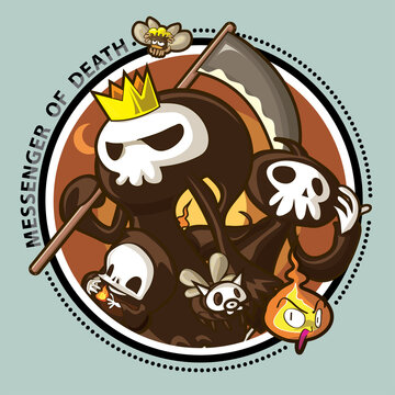 Character Design Halloween Set : MESSENGER OF DEATH and Friend. And mix object ghost.