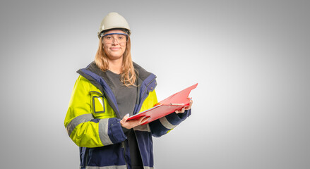 young engineer in safety clothing smiles at the camera