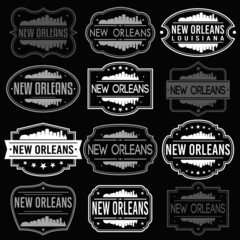New Orleans Louisiana Skyline. Premium Quality Stamp Frames. Grunge Design. Icon Art Vector. Old Style Frames.