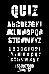 Obraz premium Quiz hand drawn vector type font in graphic style