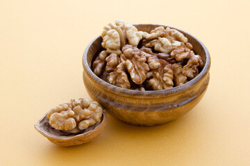 fresh and organic walnuts on plate