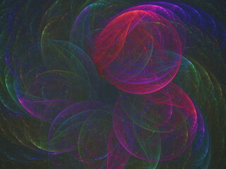 Obraz premium Abstract fractal art background in illustration space geometry. Colorful psychedelic background. Consists of fractal texture and is suitable for use in projects on imagination, creativity and design