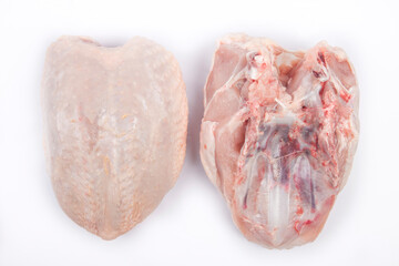 raw chicken meat and pieces isolated background