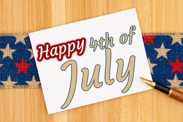 Fototapeta na wymiar Happy 4th of July type greeting card
