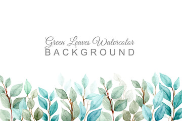 green leaves watercolor background