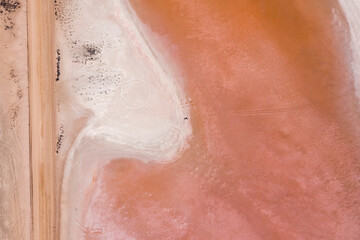 Fototapeta premium Pink lake in South Australia, caused by salt and algae. 