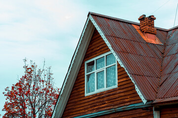 rusty roof and blue sky