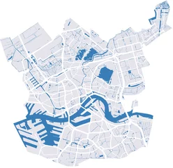 Abwaschbare Fototapete Rotterdam Rotterdam-Vektorkarte mit Fluss und Hauptstraßen