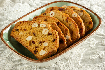 Crispy biscuits with fruit. Italian biscotti.