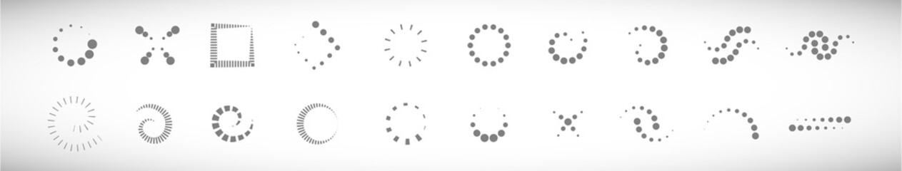 Abstract Dot Circle Icons Set. Halftone Logo Concept. Dotted Circle Isolated - Vector. Creative Icons For Dotted Logo, Tech Icon, Square Element And Logotype. Abstract Circle Dot Technology Logo