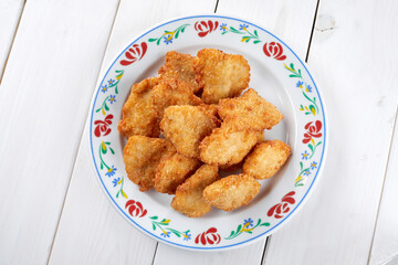 chicken nuggets on the white board