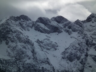 Fototapeta na wymiar Big mountains, covered with snow.