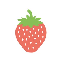 Strawberry icon in flat design style. Creaitve fruit logo design element.
