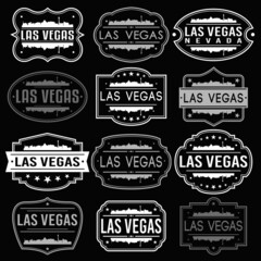 Las Vegas Nevada Skyline. Premium Quality Stamp Frames. Grunge Design. Icon Art Vector. Old Style Frames.