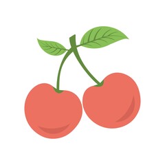 Cherry icon in flat design style. Fresh fruits icon.