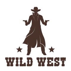 Western Cowboy in a long coat with guns stencil
