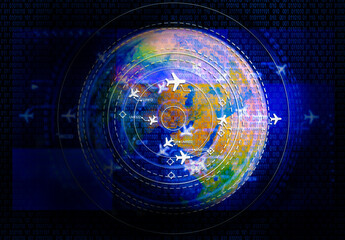 Simulation screen showing various flights for transportation and passengers.