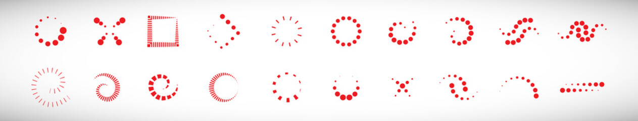 Abstract Dot Circle Icons Set. Halftone Logo Concept. Dotted Circle Isolated - Vector. Creative Icons For Dotted Logo, Tech Icon, Square Element And Logotype. Abstract Circle Dot Technology Logo