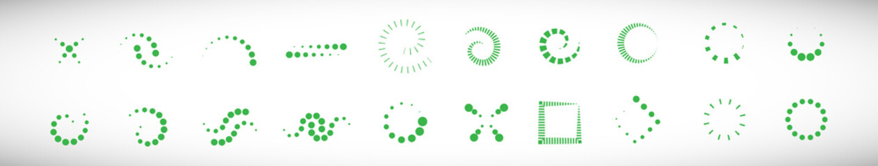 Abstract Dot Circle Icons Set. Halftone Logo Concept. Dotted Circle Isolated - Vector. Creative Icons For Dotted Logo, Tech Icon, Square Element And Logotype. Abstract Circle Dot Technology Logo