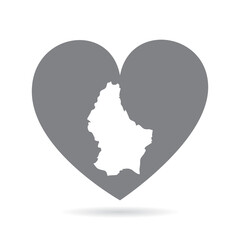 Luxembourg country map inside a grey love heart. National pride