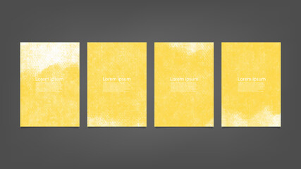 Big set of bright vector yellow watercolor on vertical black background for brochure poster or flyer