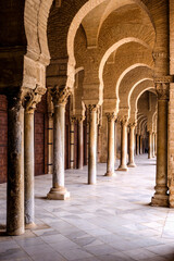 Tunisia. Kairouan. Holy city. The Great Mosque Sidi Okba, World Heritage of Unesco. Sacred place of Islam