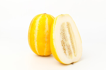 Yellow melon on white background