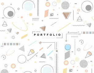 Abstract banner with Portfolio Calligraphic line art text poster with space of your text, vector illustration Design.