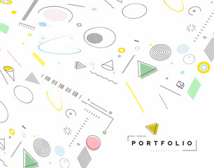 Abstract banner with Portfolio Calligraphic line art text poster with space of your text, vector illustration Design.