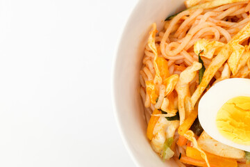 Korean noodles on white background