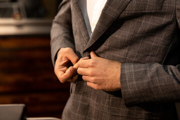 Businessman preparing to work, Business Success Concept, man dresses a jacket