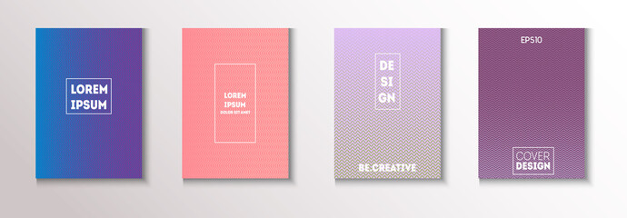 Wavy Minimal Cover Vector Set. Cool Technology Background. 80s Neon 