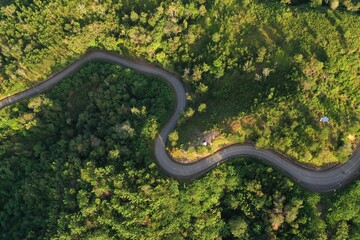 aerial view road in mountain