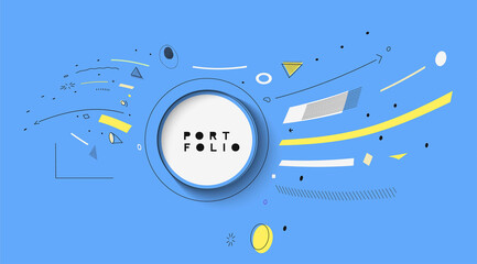 Obraz premium Abstract banner with Portfolio Calligraphic line art text poster with space of your text, vector illustration Design.