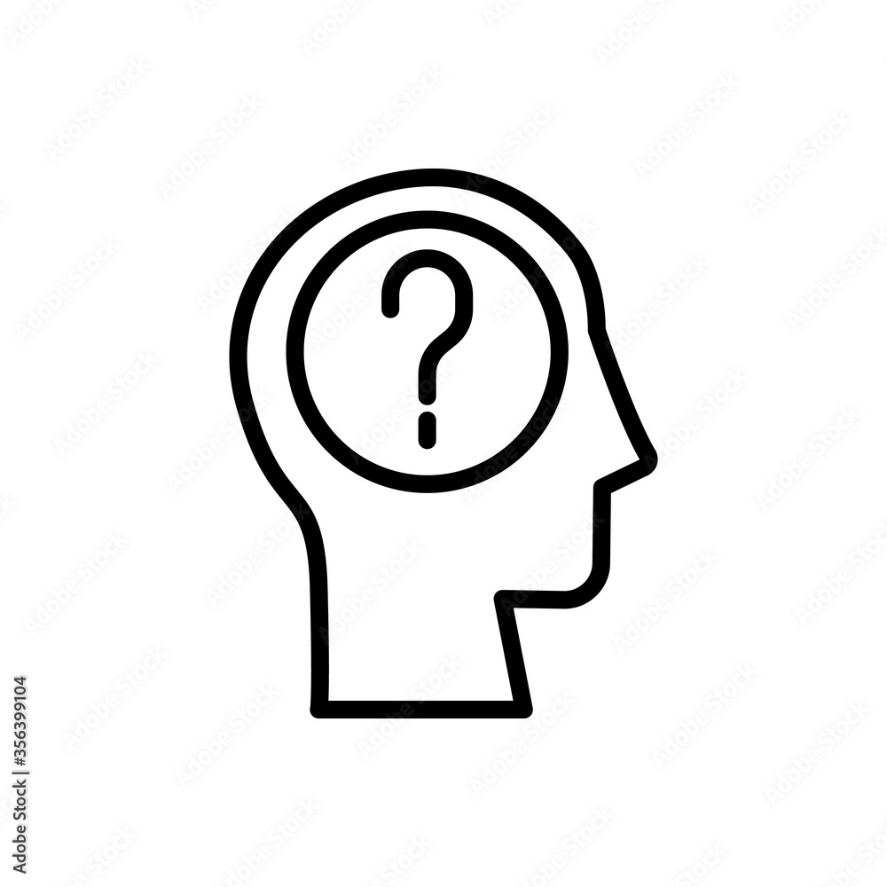 Aufkleber head question icon. simple line, outline vector elements of brain process icons for ui and ux, websi