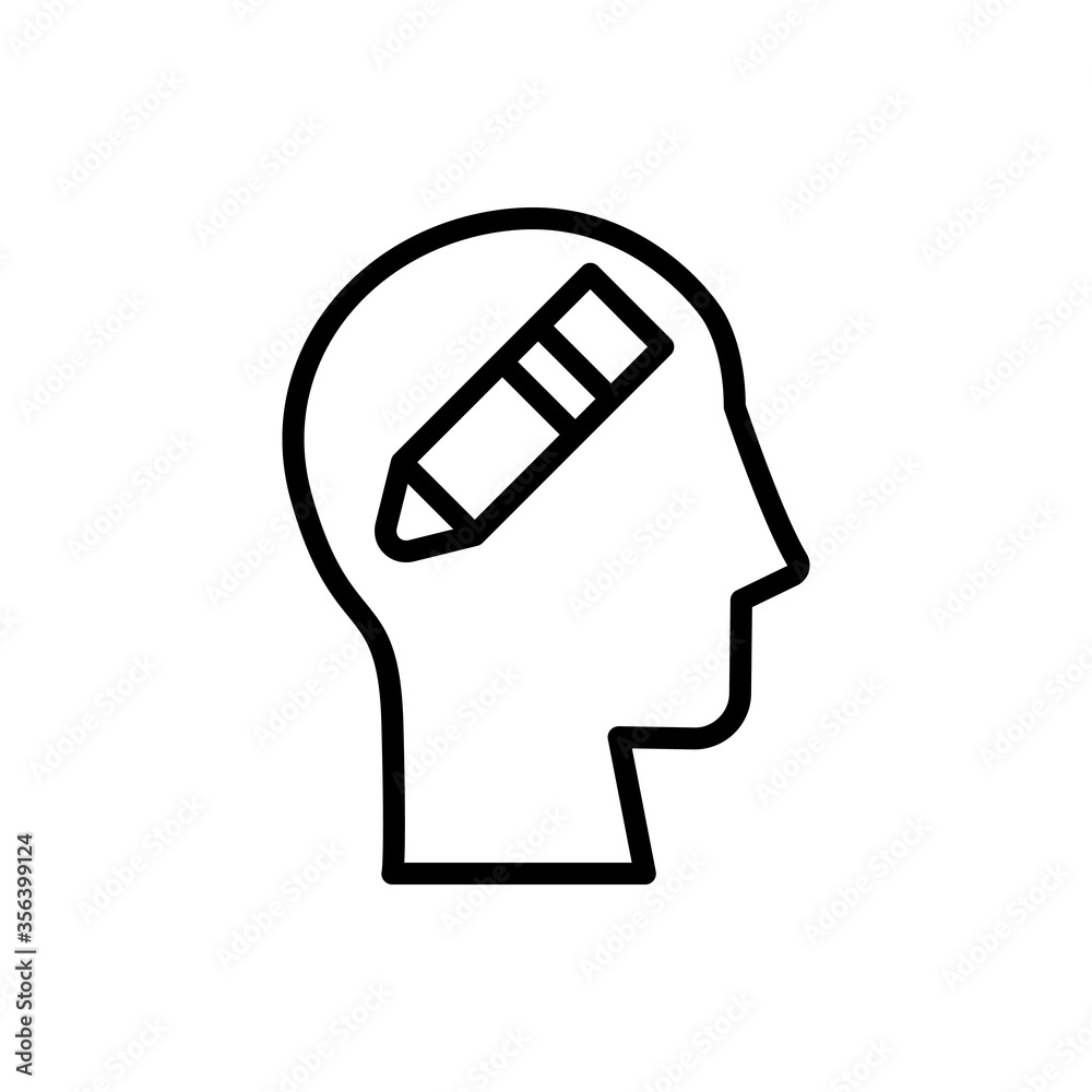 Poster head pencil icon. simple line, outline vector elements of brain process icons for ui and ux, website