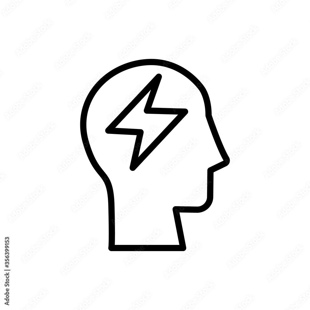 Aufkleber head lightning icon. simple line, outline vector elements of brain process icons for ui and ux, webs