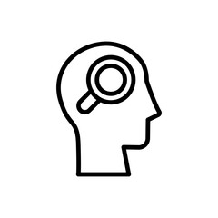 head magnifier icon. Simple line, outline vector elements of brain process icons for ui and ux, website or mobile application