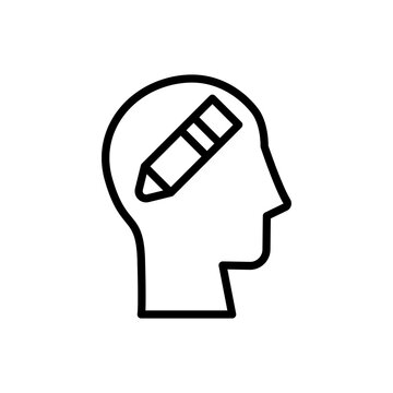 head pencil icon. Simple line, outline vector elements of brain process icons for ui and ux, website or mobile application