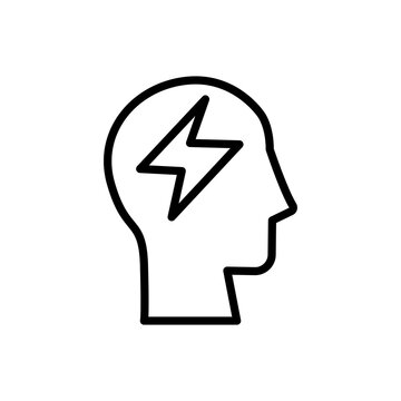 head lightning icon. Simple line, outline vector elements of brain process icons for ui and ux, website or mobile application